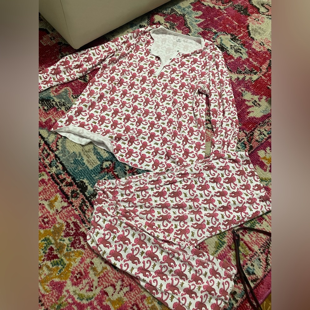 ROLLER RABBIT PINK PAJAMA SET SZ L